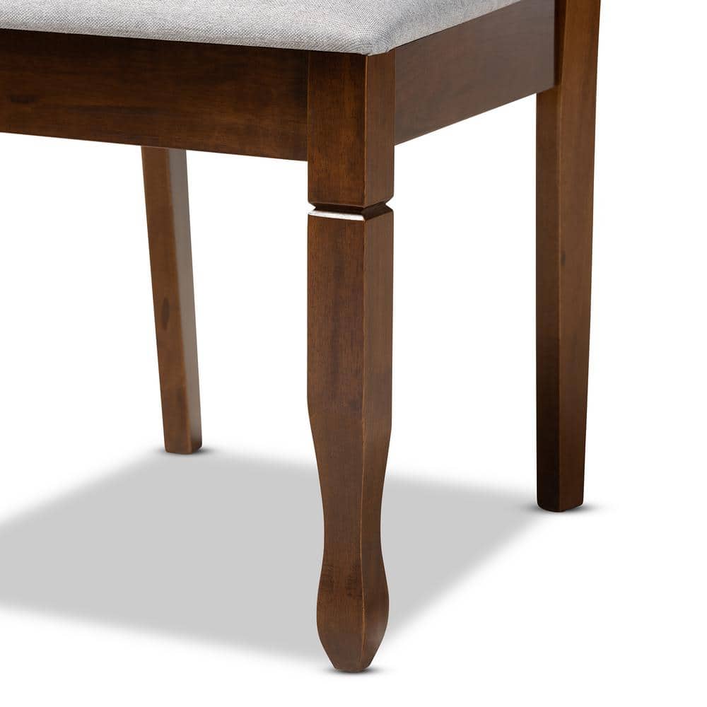 Augustine Grey Fabric and Walnut Wood 7-Piece Dining Set