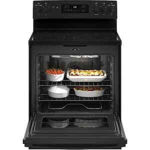 30 in. 5.3 cu. ft. Electric Range with Self-Cleaning Convection Oven in Black