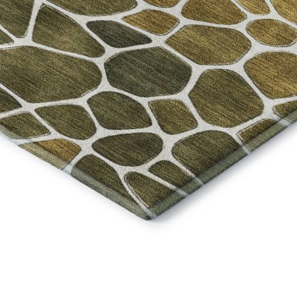 Mayfield Premium Machine Washable Abstract AMF2190 Gold 3 ft. x 4 ft. Area Rug