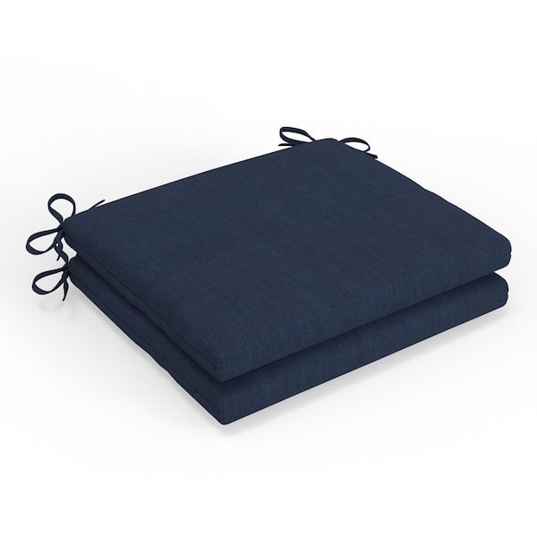 Pillow Perfect Solid Twill 18.5 in W x 3 in H Square Outdoor Chair Pad Cushion with Ties 2-Count in Splash Indigo Blue