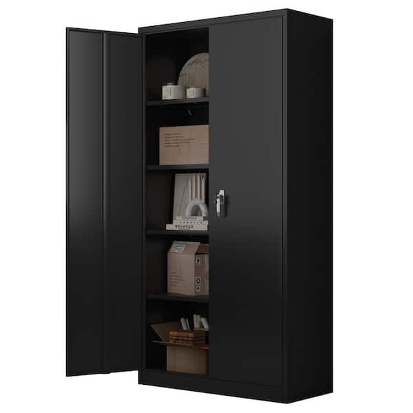 Metal Storage Cabinet With, High Cabinet With Shelves 2 Doors