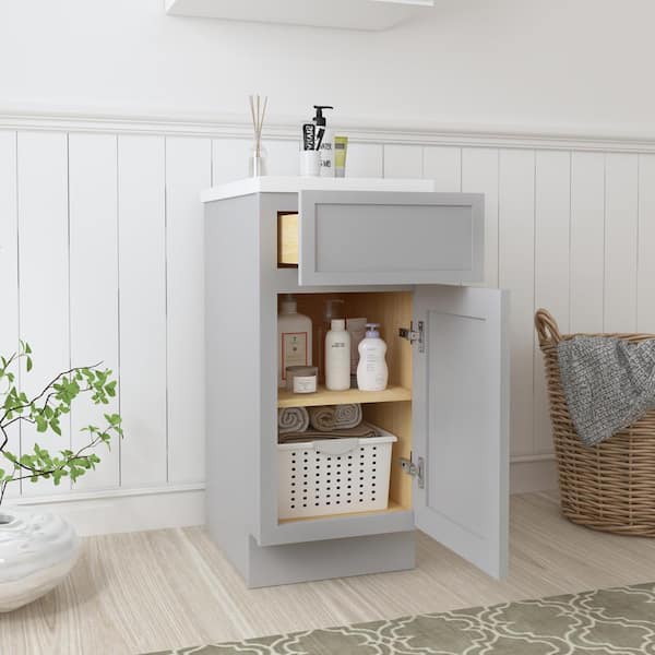 Vanity Art 15 in. W x 21 in. D x 32.5 in. H 1-Drawer Bath Vanity Cabinet Only in Gray