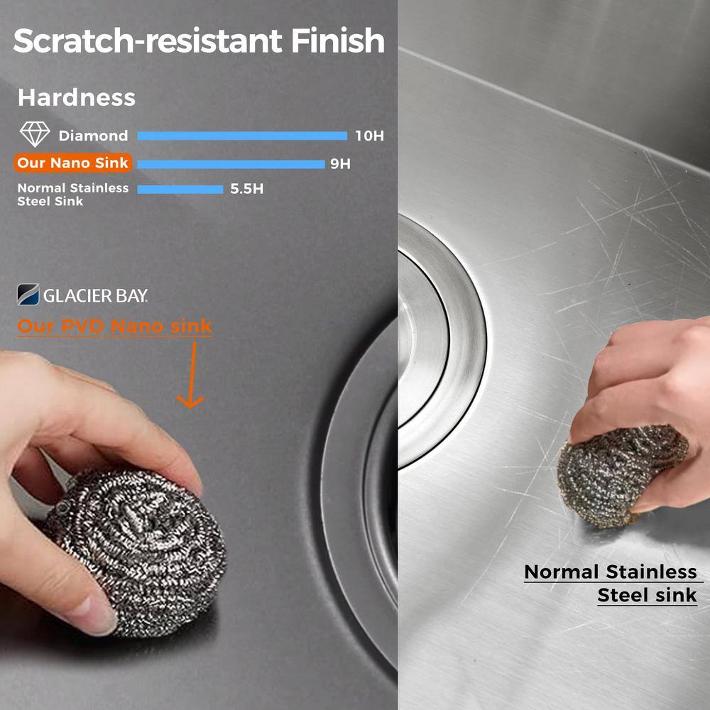 Gunmetal Black Stainless Steel Single Bowl Undermount Kitchen Sink with Faucet