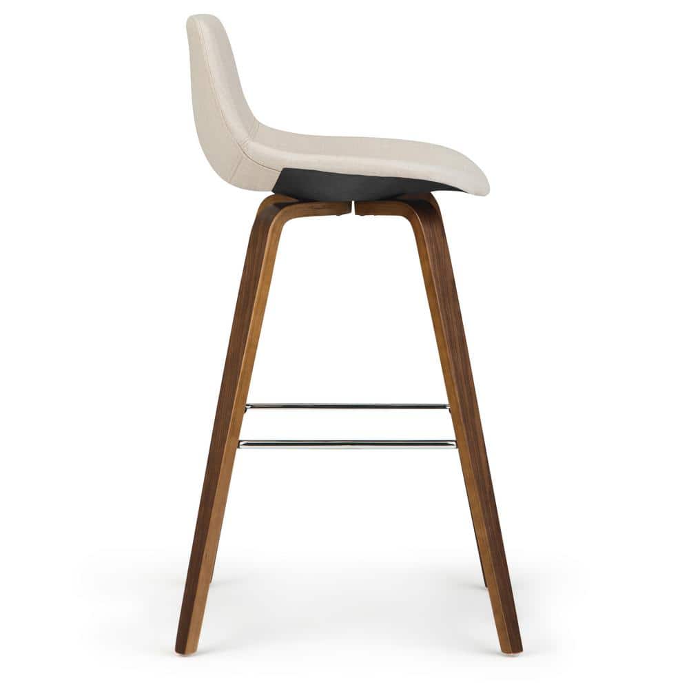 Mid-Century Modern Bentwood Counter Stool in Natural Linen Look