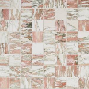 Norvegia Rosa 12 in. x 12 in. Honed Marble Floor and Wall Mosaic Tile (1 sq. ft./Each)