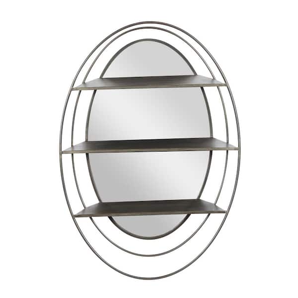 Litton Lane 36 in. x 25 in. Silver Metal Modern Wall Mirror