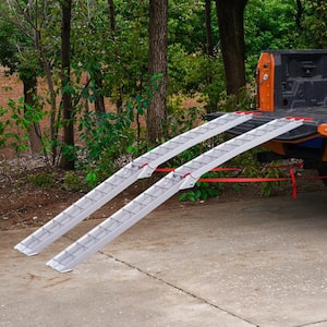 2-Pieces Aluminum Ramps 1500 lbs. Load 89 in. x 12 in. Folding Trailer Ramps w/Load Strap for Pickup Truck Bed Dirt Bike