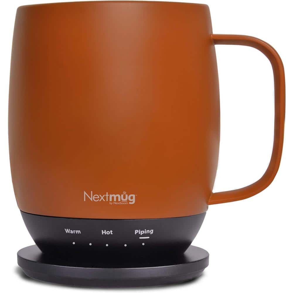 14 oz. Brown Stainless Steel Ceramic Self Heating Mug Latte Cups