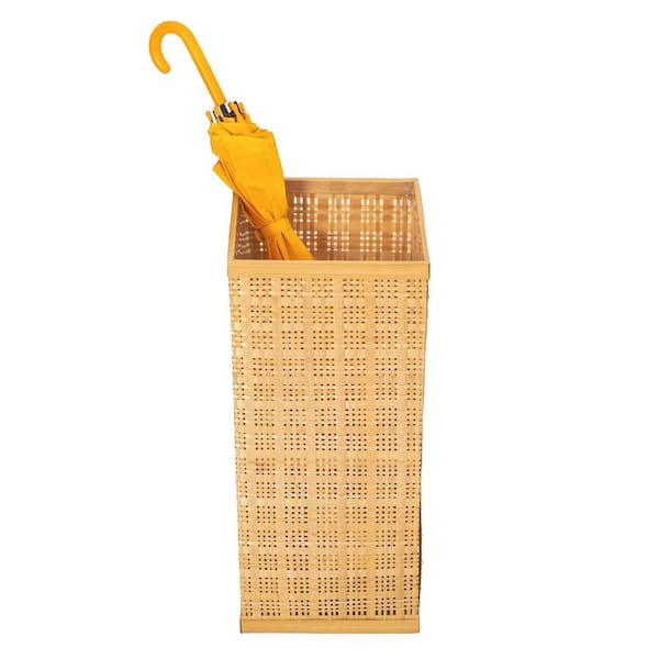 Organize It All Bamboo Shoe Rack with Umbrella Stand, Natural Wood