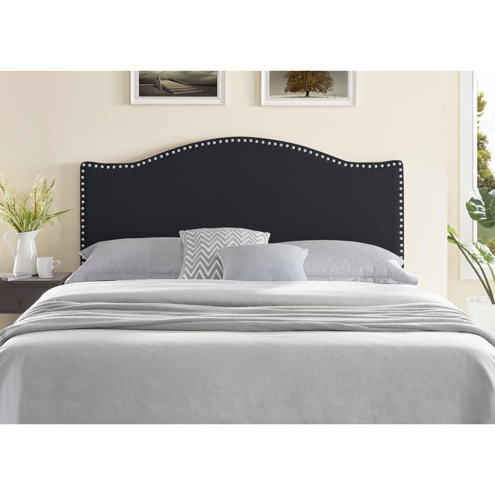 MAYKOOSH Black Headboards for Queen Size Bed, Upholstered Nail Head Bed ...