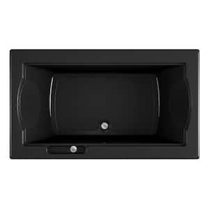 FUZION 72 in. x 42 in. Rectangular Soaking Bathtub with Center Drain in Black