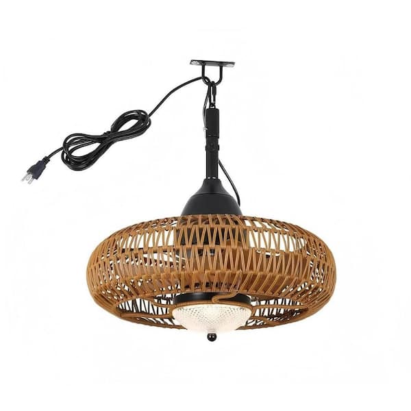 19.7 in Waterproof Outdoor Ceiling Fan with Lights Remote Control, 3 Color Modes, Brown