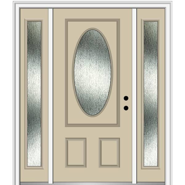 MMI Door 64 in. x 80 in. Left-Hand Inswing Rain Glass Wicker Fiberglass Prehung Front Door on 4-9/16 in. Frame