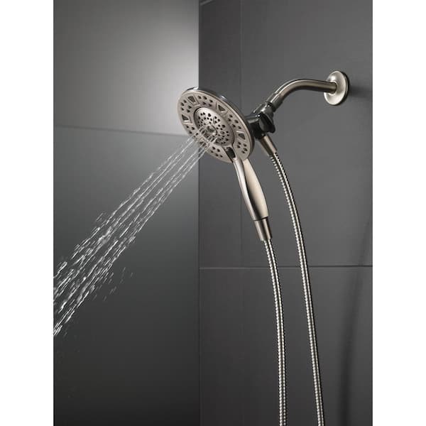 In2ition Two-in-One 4-Spray 6 in. Dual Wall Mount Fixed and Handheld Shower Head in Stainless In2ition Two-in-One 4-Spray 6 in. Dual Wall Mount Fixed and Handheld Shower Head in Stainless