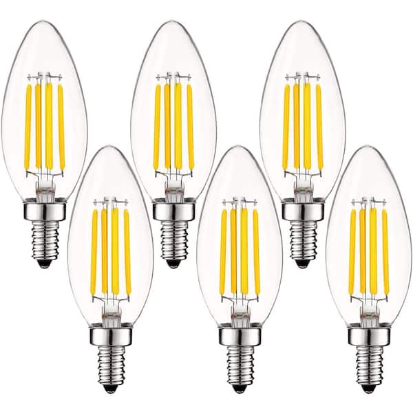 60-Watt Equivalent CA11 Dimmable Edison LED Light Bulb 4000K Cool White Vintage Candelabra 5-Watt E12 Base (6-Pack)