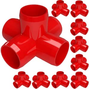 1/2 in. Furniture Grade PVC 5-Way Cross in Red (10-Pack)