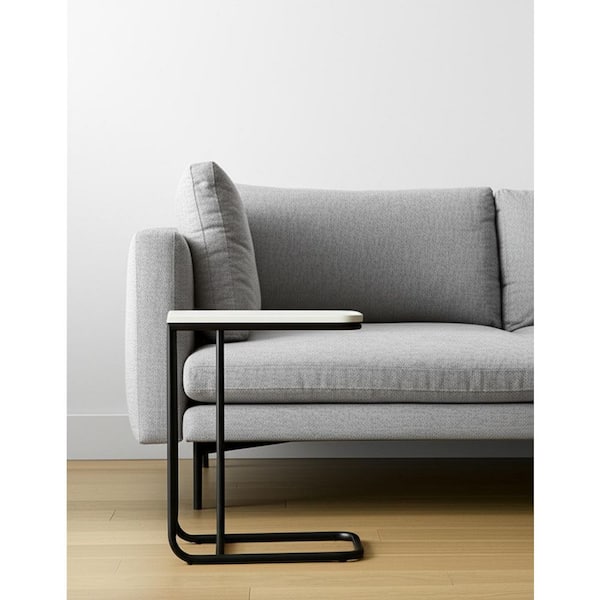 20.00 in. Black Rectangular Marble End Table