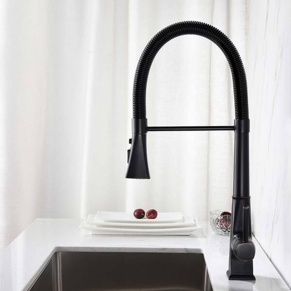 CAKIONG Kitchen Sink Faucet Black Single Handle Pull Out Sink Faucet Single Handle Solid Brass Pull Out Sprayer Kitchen Faucet Oil Rubbed Bronze Pause Function Pull Down Sprayer Head Kitchen Sink Faucet