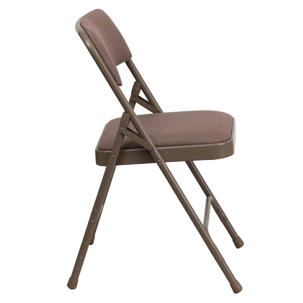 Hercules Curved Triple Braced Beige Fabric Folding Reception Chair