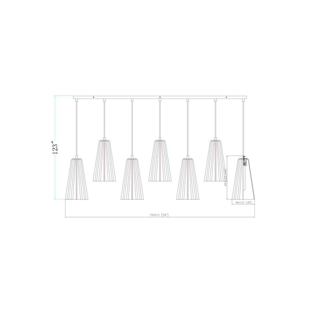 Matte Black 54'' Linear Chandelier with Frosted Glass Shades