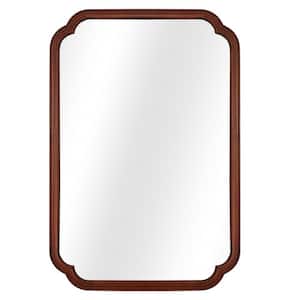 24 in. W x 36 in. H Medium Dark Walnut Wood Finish Wall Mirror - French Country Natural Pine