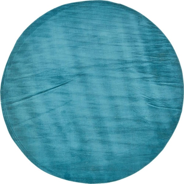 Unique Loom Williamsburg Solid Teal 8' 0 x 8' 0 Round Rug