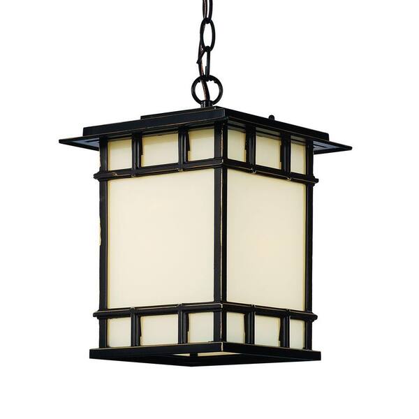 Bel Air Lighting 1-Light Rubbed Oil Bronze Outdoor Chateau View Hanging Lantern