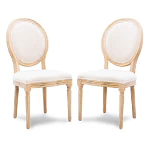 Merra Beige King Louis XVI Upholstery Dining Chair with Round Birch Backs  and Solid Rubberwood Legs HDC-DRBC-PD-BNHD-1 - The Home Depot
