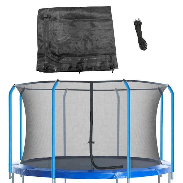 Upper Bounce Machrus Trampoline NetSafety Net10 ft. Round Trampoline8 curved polesBreathable UVWeatherResistantBlack
