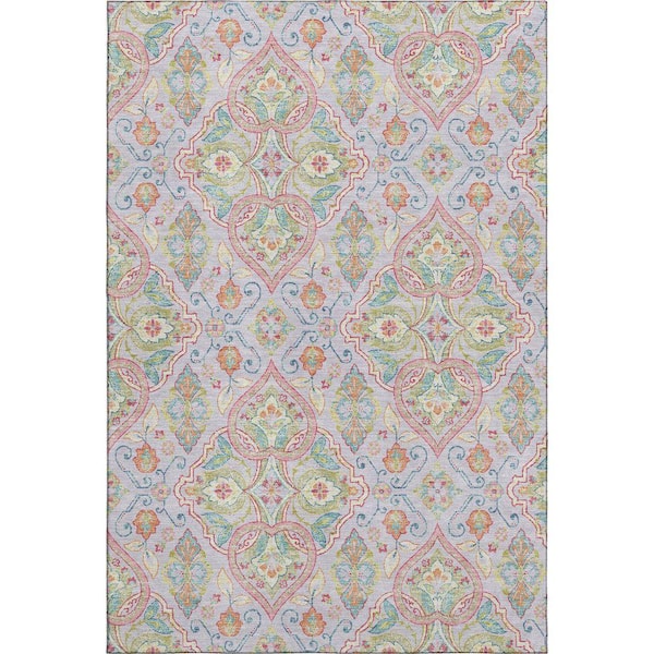 Mayfield Premium Machine Washable Abstract AMF2207 Lavender 10 ft. x 14 ft. Area Rug
