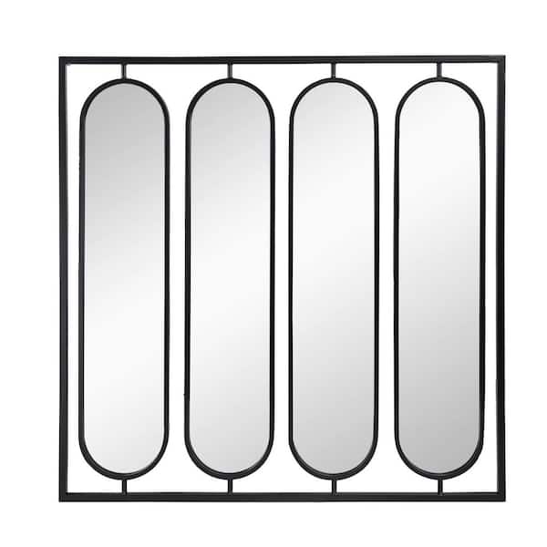 36 in. x 36 in. Large Four Oval Wall Mirror with Black Square Frame, Home Decor for Living Room, Bedroom, Entryway