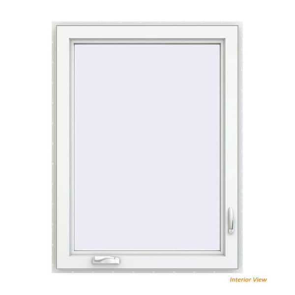 36 in. x 48 in. V-4500 Series Black Exterior/White Interior FiniShield Vinyl Right-Handed Casement Window w/Mesh Screen
