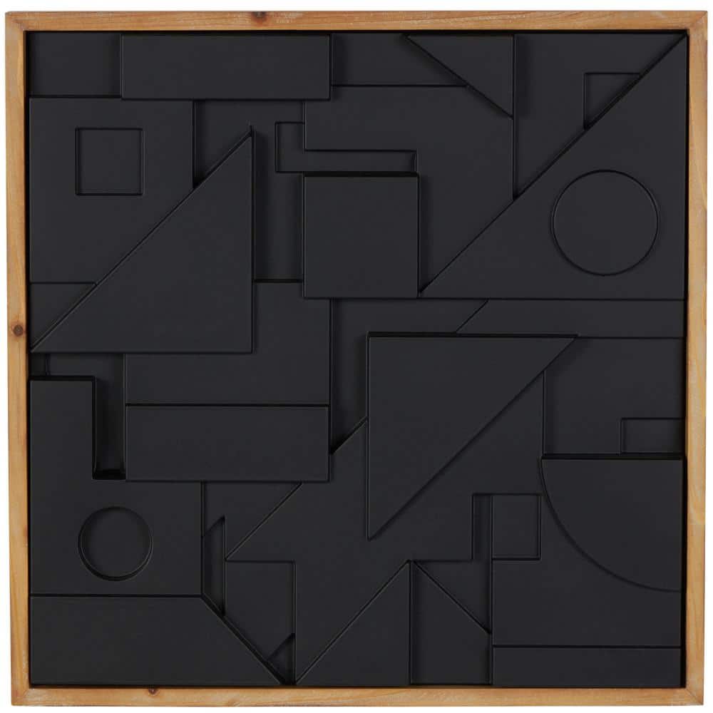 Wood Black Dimensional Layered Shape Geometric Wall Decor with Brown Frame price history on PriceWatchPro
