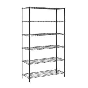 Wayar6-Tier Metal Storage Shelf Rack in Black (42 in. W x 72 in. H x 16 in. D)