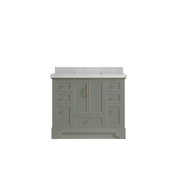 Willow Collections Alys 42 in. W x 22 in. D x 36 in. H Single Sink Bath Vanity in Evergreen with 2 in. Pearl Gray Top
