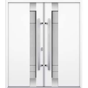 1713 72 in. x 80 in. Left-hand/Inswing Tinted Glass White Enamel Steel Prehung Front Door with Hardware