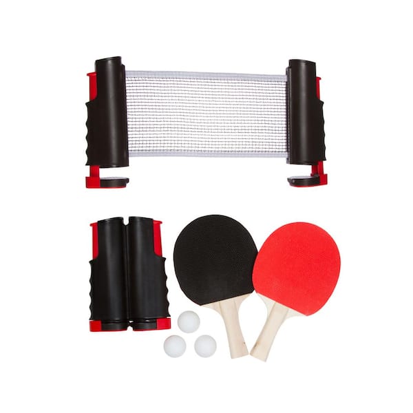 Trademark Innovations 72 in. Portable Ping Pong Table Tennis Game Set with Paddles and Balls (Red)