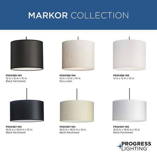 Progress Lighting Markor 3-Light Ecru Linen Transitional Drum Medium Hanging Pendant Light
