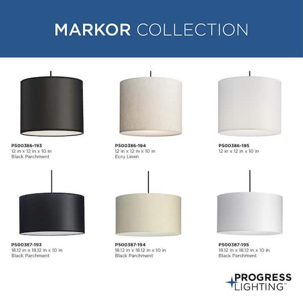 Progress Lighting Markor 3-Light White Linen Transitional Drum Medium Hanging Pendant Light