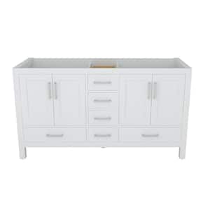 59.29 in. W x 21.65 in. D x 33.54 in. H Freestanding Bath Vanity Cabinet without Top in White