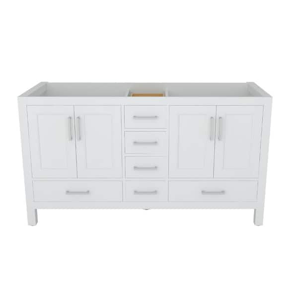 CASAINC 59.29 in. W x 21.65 in. D x 33.54 in. H Freestanding Bath Vanity Cabinet without Top in White