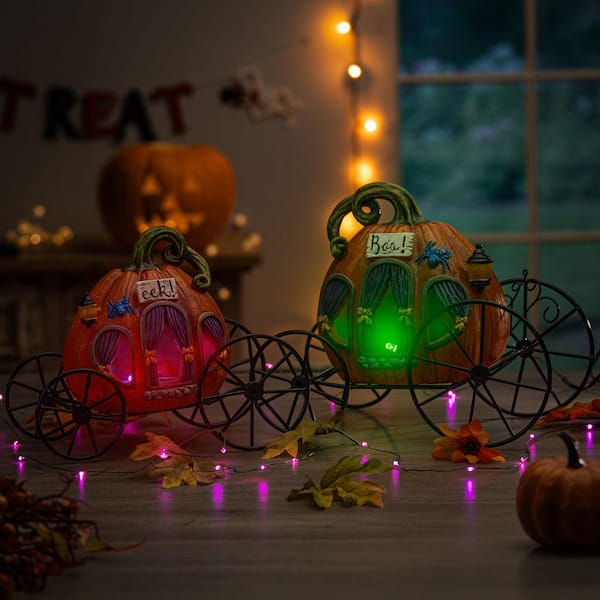 GERSON INTERNATIONAL Set of 2 Elegant Metal Lighted Halloween