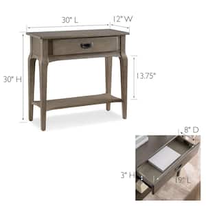 Stratus 30 in. Smoky Gray Standard Rectangle Wood Console Table with Drawer