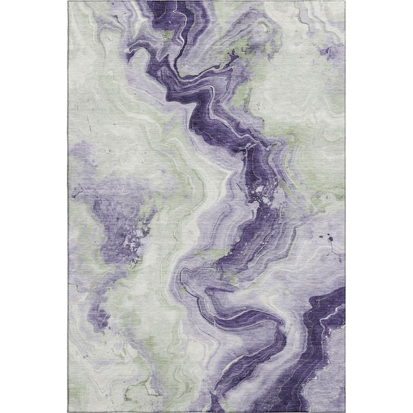 Mayfield Premium Machine Washable Abstract AMF1862 Lavender 3 ft. x 4 ft. Area Rug