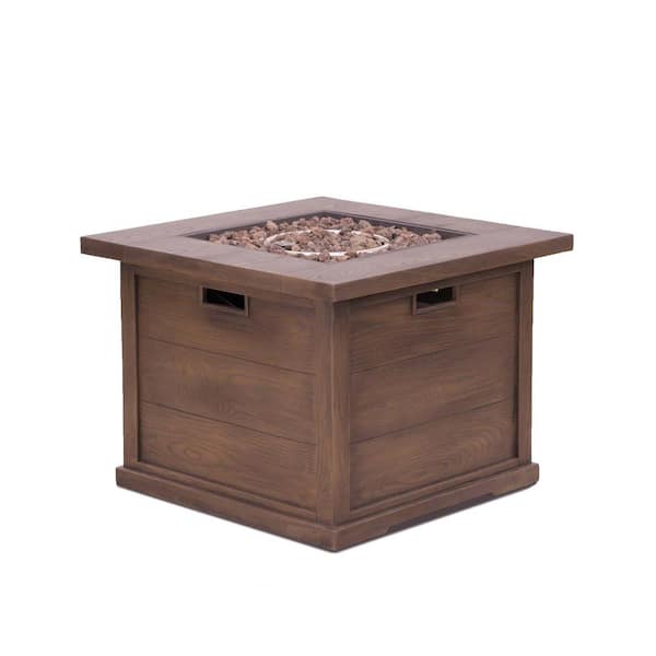 32 in. W x 24 in. H Square Metal Propane Burning Outdoor Fire Pit in Brown