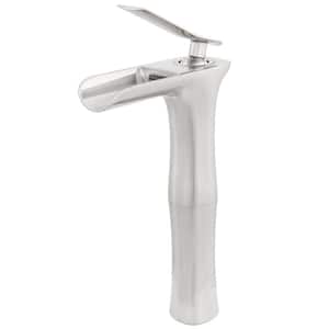 Victoria Watersaver Single Hole Single-Handle Vessel Bathroom Faucet with Waterfall Spout in Brushed Nickel