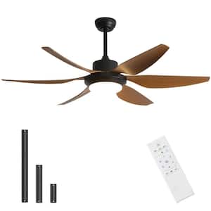54 in. Smart Outdoor/Indoor Coffee Ceiling Fans with Lights Remote Control 6 Blades LED Dimmable Reversible Fan Light