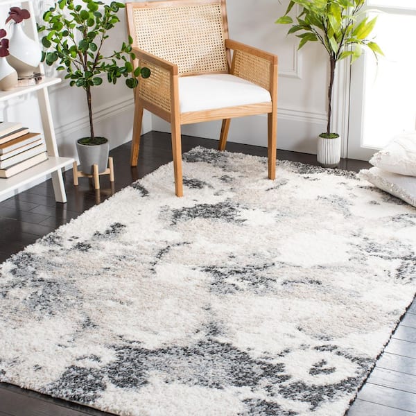 Berber Shag 7 ft. x 9 ft. Gray/Ivory Abstract Monochrome Area Rug
