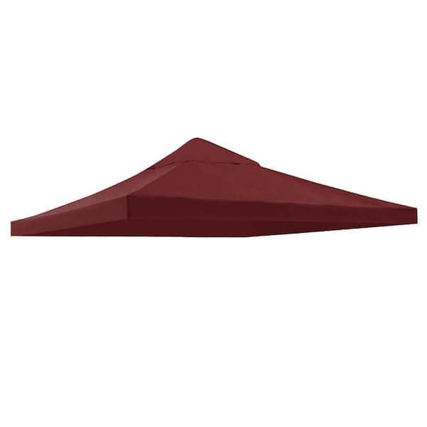 Tidoin 10 ft. x 10 ft. Burgundy Gazebo Canopy Top Replacement 1 Tier Patio Pavilion Cover UV 30 Sunshade(No Shelf)
