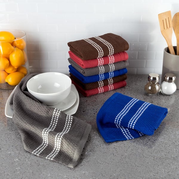 8 Pack 100% Cotton Waffle Weave Kitchen Dish Cloths, Soft Super Absorbent Quick Drying Dish Towels for Kitchen, Kitchen Towels and Dishcloths Sets, 12